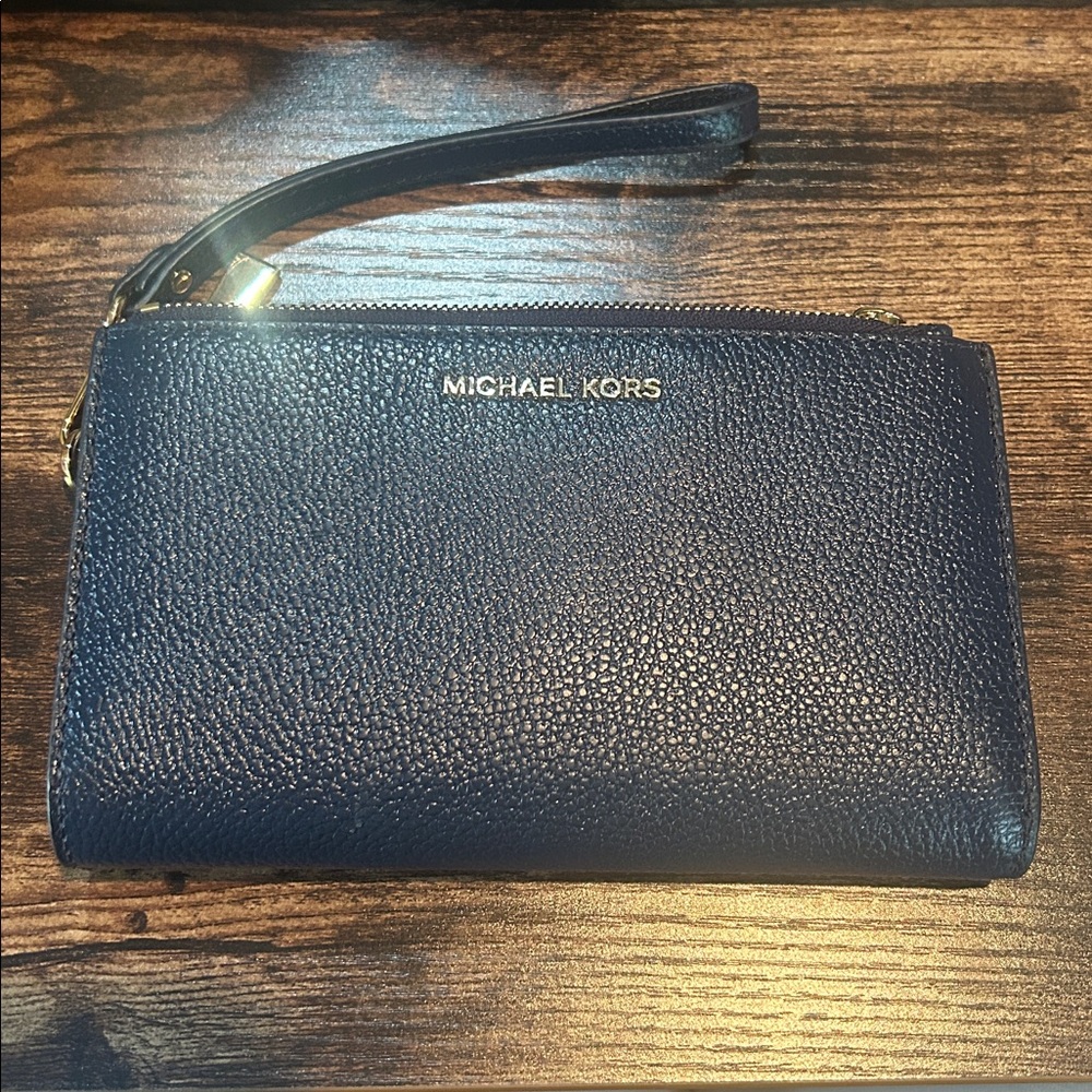 Michael Kors Dark Blue Leather Wristlet